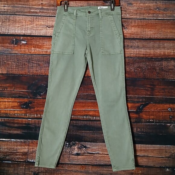 Cosmic Blue Love Pants Size 27 Sage Green Brooks Cargo Skinny Ankle Crop Stretch - Picture 2 of 9